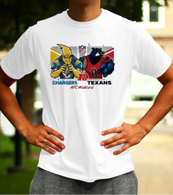 Los Angeles Chargers Vs Houston Texans NFL Playoffs AFC Wild Card Matchup Mascot Showdown T-Shirt