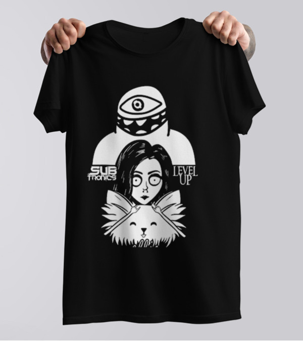 Subtronics Level Up Ellie Art Featuring Eye And Cat Motif T-Shirt