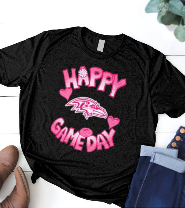 Valentine's Day Baltimore Ravens Happy Gameday 2025 Love Hearts Football T-Shirt