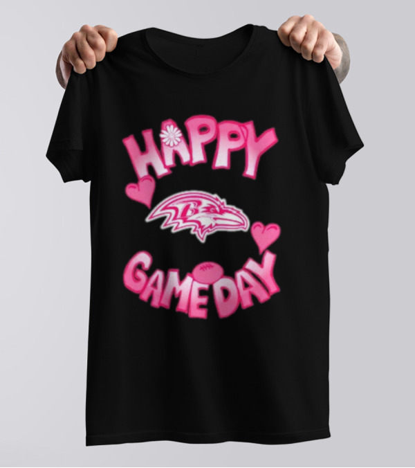 Valentine's Day Baltimore Ravens Happy Gameday 2025 Love Hearts Football T-Shirt