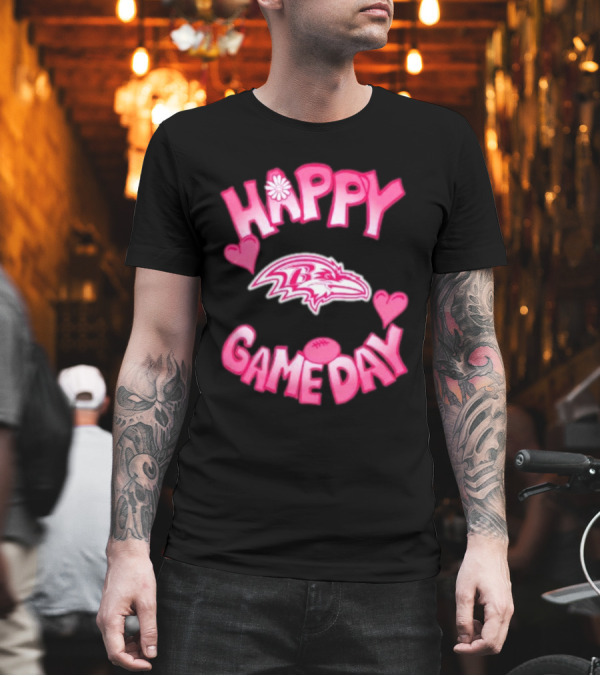 Valentine's Day Baltimore Ravens Happy Gameday 2025 Love Hearts Football T-Shirt