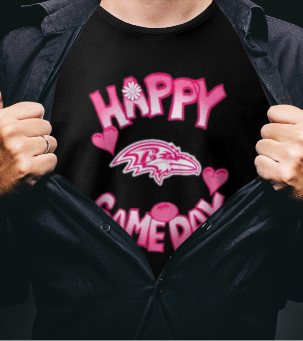 Valentine's Day Baltimore Ravens Happy Gameday 2025 Love Hearts Football T-Shirt