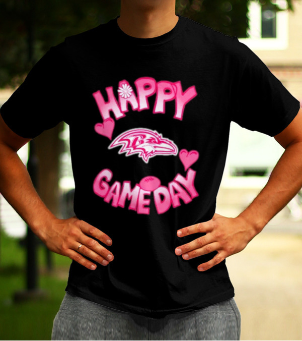 Valentine's Day Baltimore Ravens Happy Gameday 2025 Love Hearts Football T-Shirt