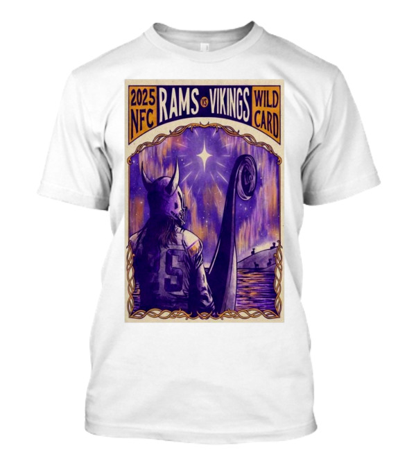 2025 NFC Rams Vs Vikings Wild Card Viking Figure In Boat T-Shirt