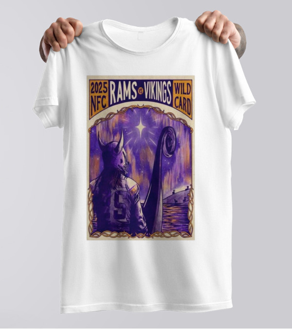 2025 NFC Rams Vs Vikings Wild Card Viking Figure In Boat T-Shirt