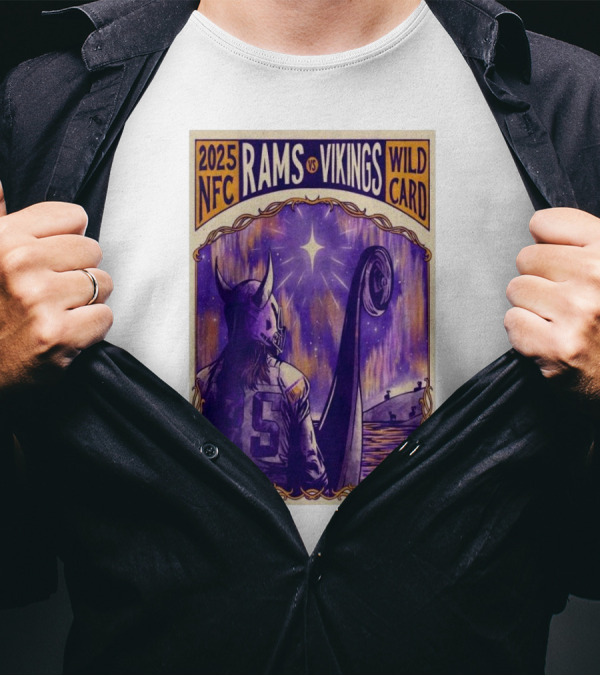 2025 NFC Rams Vs Vikings Wild Card Viking Figure In Boat T-Shirt
