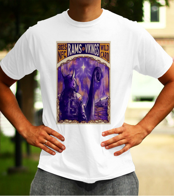 2025 NFC Rams Vs Vikings Wild Card Viking Figure In Boat T-Shirt