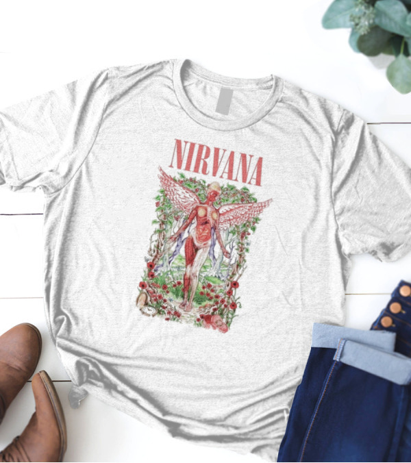 Nirvana In Utero Angel With Red Wings Amidst Wilderness T-Shirt