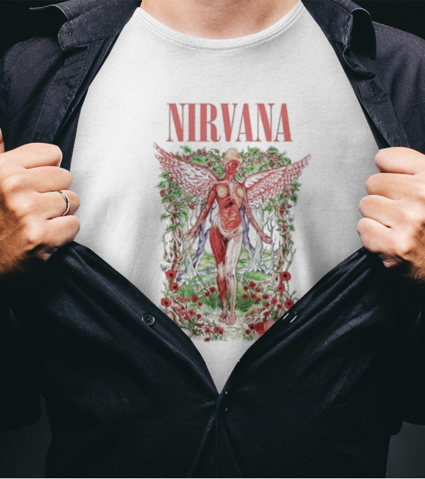 Nirvana In Utero Angel With Red Wings Amidst Wilderness T-Shirt