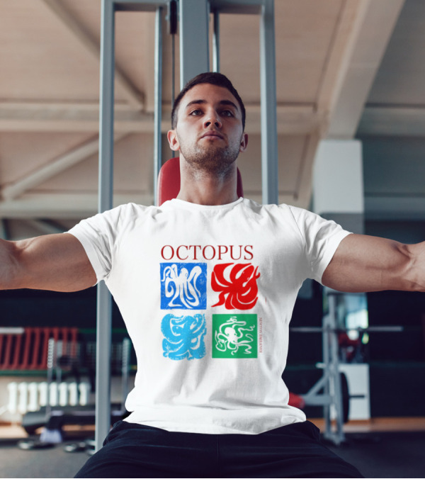 Octopus NewtonFaulkner Four Colored Abstract Squares T-Shirt