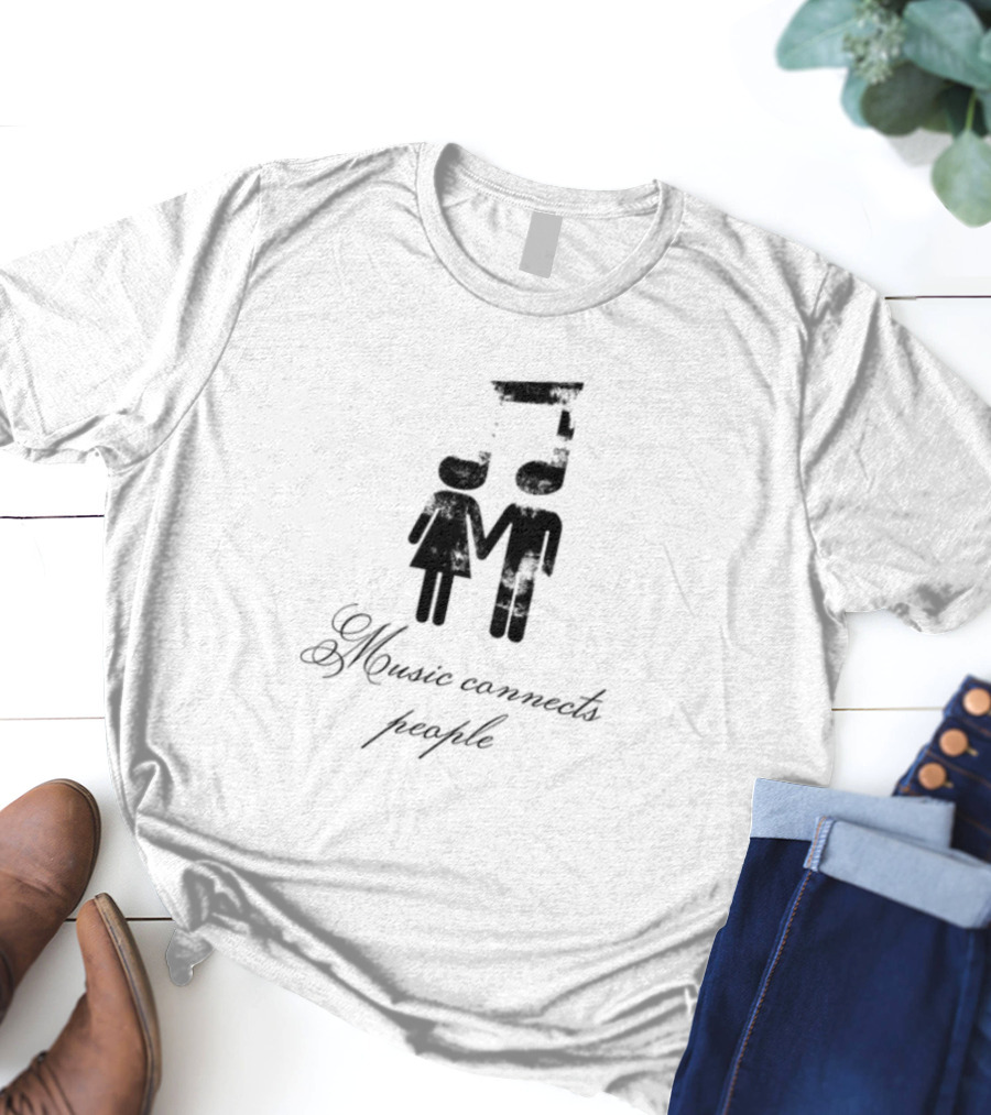 Slechthart Music Connects People Robot And Teddy Bear Illustration T-Shirt