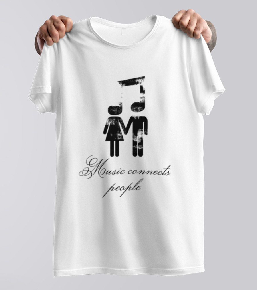 Slechthart Music Connects People Robot And Teddy Bear Illustration T-Shirt