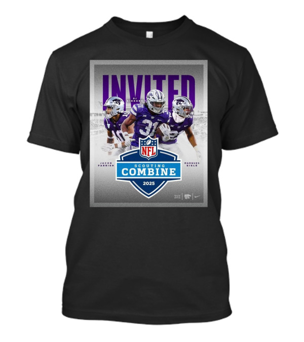 Kansas State Wildcats Football Invited Jacob Parrish DJ Giddens Marques Sigle 2025 NFL Scouting Combine T-Shirt