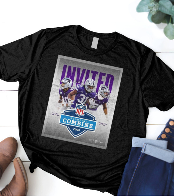 Kansas State Wildcats Football Invited Jacob Parrish DJ Giddens Marques Sigle 2025 NFL Scouting Combine T-Shirt