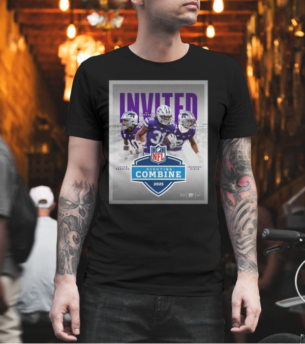 Kansas State Wildcats Football Invited Jacob Parrish DJ Giddens Marques Sigle 2025 NFL Scouting Combine T-Shirt