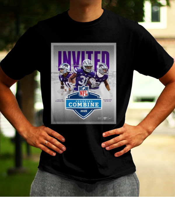 Kansas State Wildcats Football Invited Jacob Parrish DJ Giddens Marques Sigle 2025 NFL Scouting Combine T-Shirt