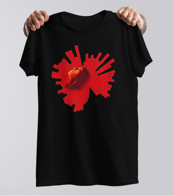 Kat Graham Broken Hearts Club Surreal Face In Red Burst Pattern T-Shirt