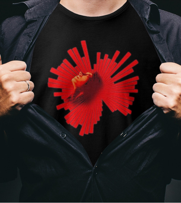 Kat Graham Broken Hearts Club Surreal Face In Red Burst Pattern T-Shirt
