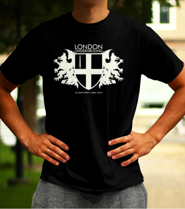 London Underground 232 Main Street Ames Iowa Heraldic Crest Design T-Shirt