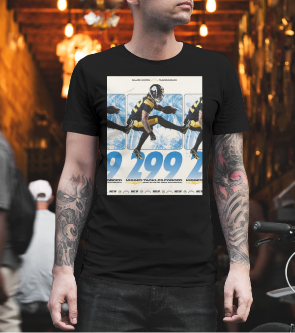 Najee Harris Running Back 299 Missed Tackles Forced Most In The NFL Since 2021 PFF T-Shirt