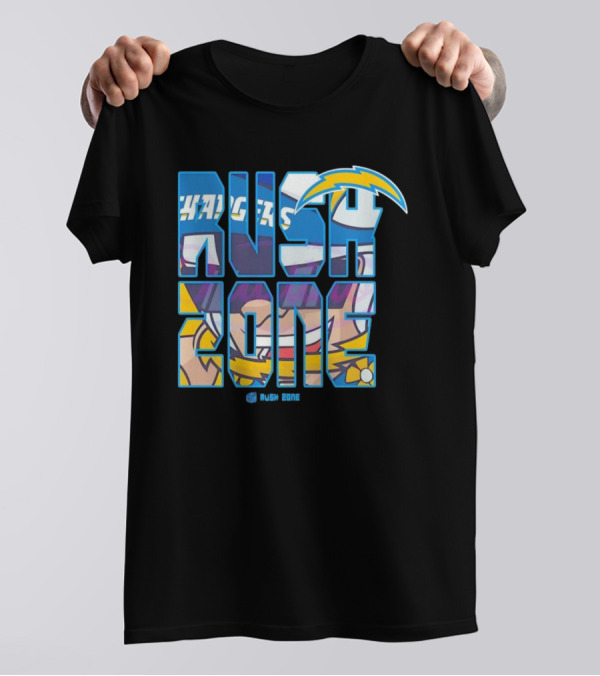 Los Angeles Chargers Rush Zone Cartoon Football T-Shirt