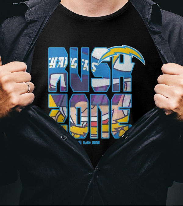 Los Angeles Chargers Rush Zone Cartoon Football T-Shirt