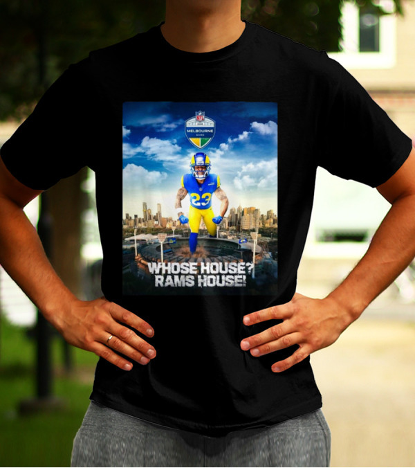 Los Angeles Rams Kyren Williams Whose House Rams House NFL 2026 Melbourne Game T-Shirt