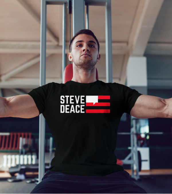 STEVE DEACE Red White Speech Bubble Stripes T-Shirt