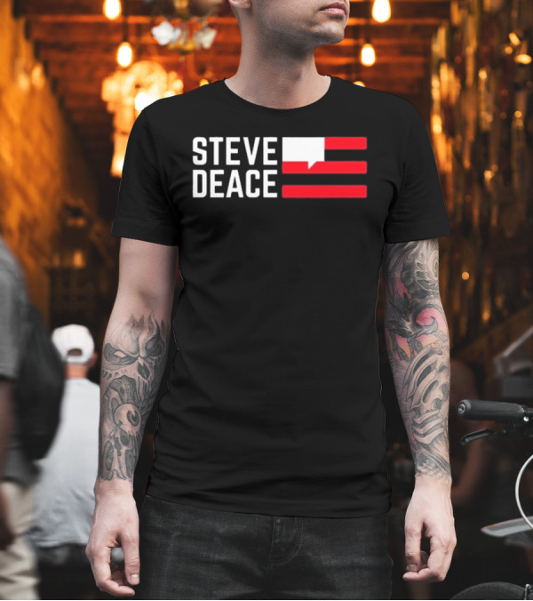 STEVE DEACE Red White Speech Bubble Stripes T-Shirt