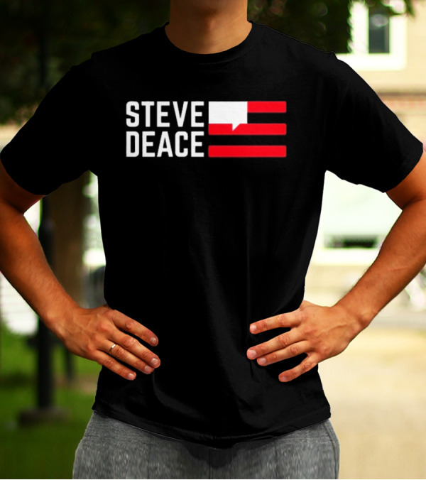 STEVE DEACE Red White Speech Bubble Stripes T-Shirt