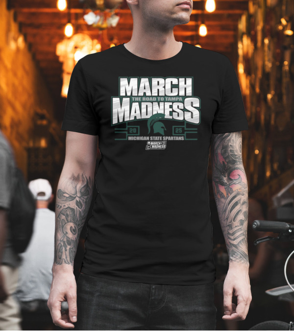 March Madness The Road To Tampa 2025 Michigan State Spartans NCAA Women's Basketball Tournament T-Shirt