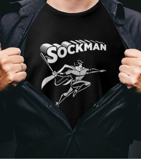 Mike Tauchman New York Yankees Baseball Sockman Dynamic Heroic Pose T-Shirt