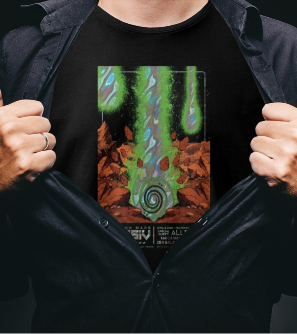 Attack On Mars Mersiv April 4 2025 Red Rocks Amphitheatre Special Guest ALLEYCVT Mr. Carmack Lumasi Zen Selekta Seth David T-Shirt
