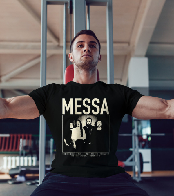 Messa Tour Merch 11th April 2025 The Spin Dark Lines Faces White Out Body Foundations T-Shirt