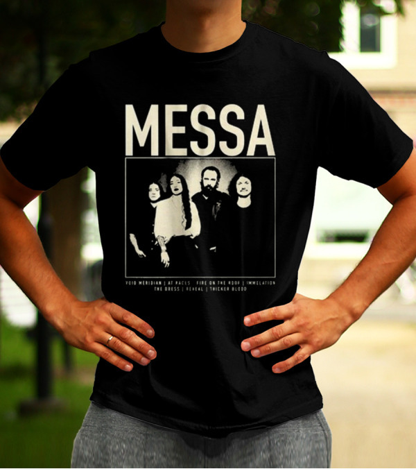 Messa Tour Merch 11th April 2025 The Spin Dark Lines Faces White Out Body Foundations T-Shirt