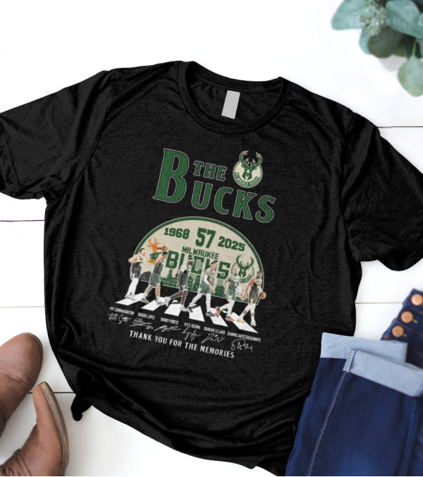 Milwaukee Bucks 57 Years 1968-2025 Thank You For The Memories T-Shirt