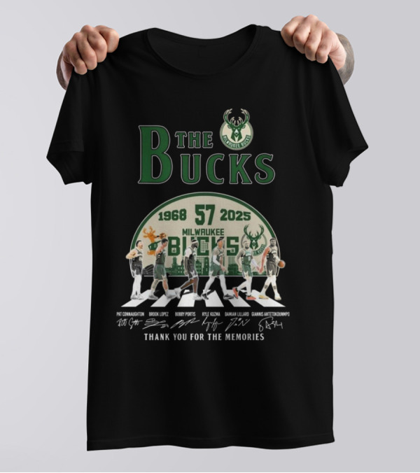 Milwaukee Bucks 57 Years 1968-2025 Thank You For The Memories T-Shirt
