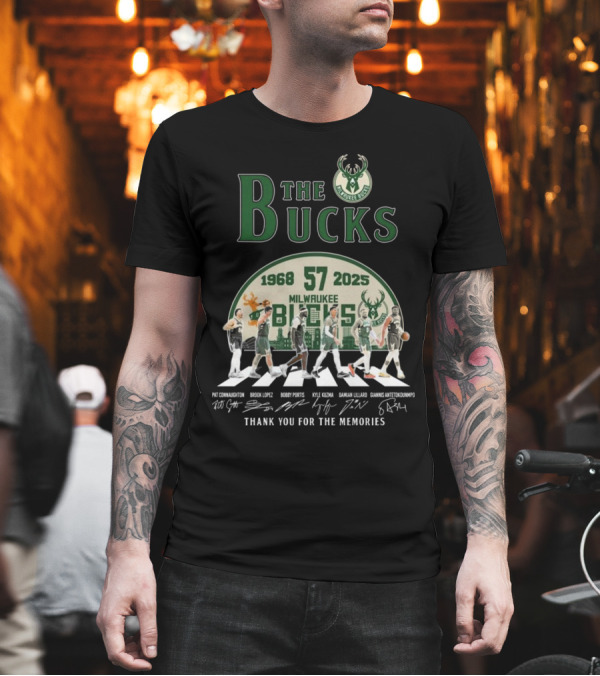 Milwaukee Bucks 57 Years 1968-2025 Thank You For The Memories T-Shirt