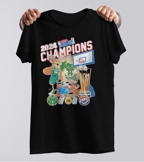 2024 Milwaukee Bucks Champions NBA Cup Finals Victory Over OKC 97-81 T-Shirt