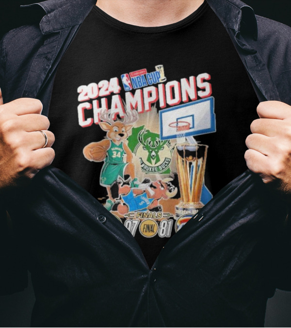 2024 Milwaukee Bucks Champions NBA Cup Finals Victory Over OKC 97-81 T-Shirt