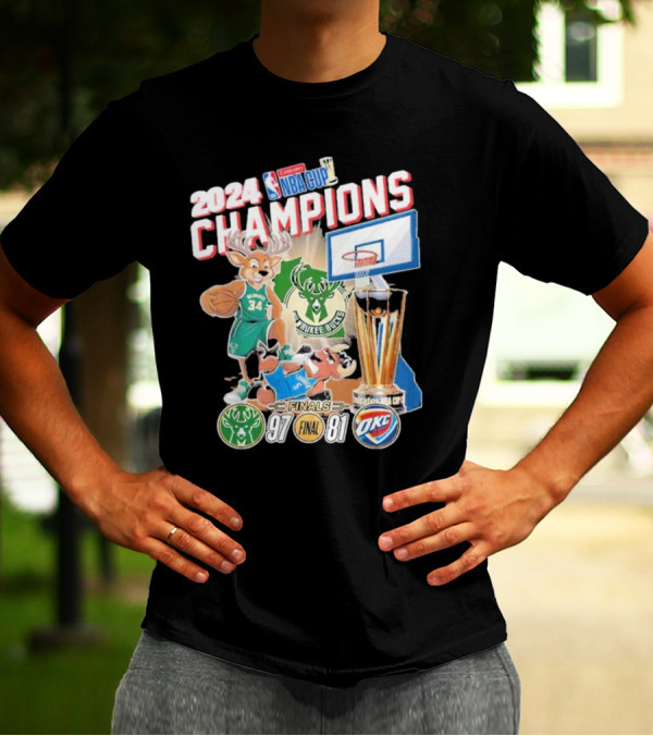 2024 Milwaukee Bucks Champions NBA Cup Finals Victory Over OKC 97-81 T-Shirt