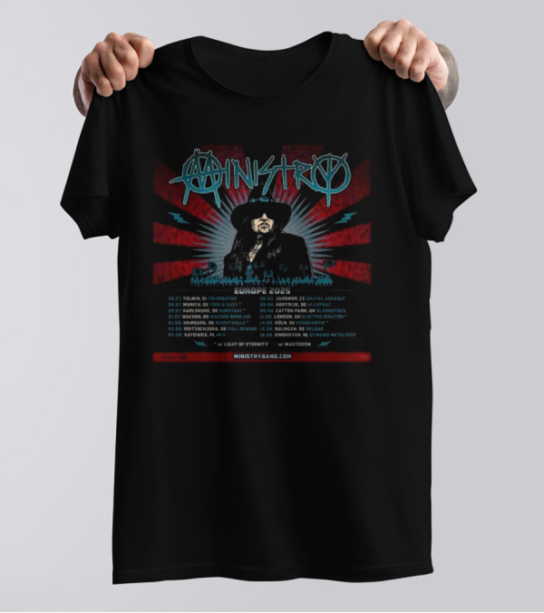 Ministry Europe 2025 Tour Dates Starting Tolmin SI July 26 With Light Of Eternity And Mastodon T-Shirt