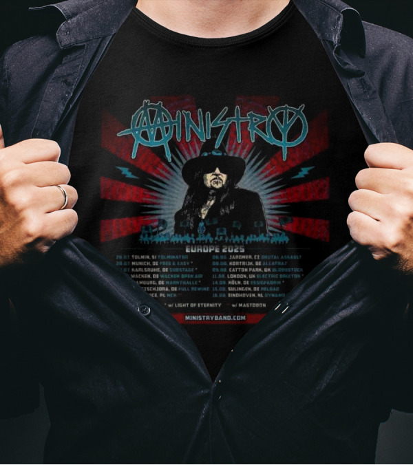 Ministry Europe 2025 Tour Dates Starting Tolmin SI July 26 With Light Of Eternity And Mastodon T-Shirt