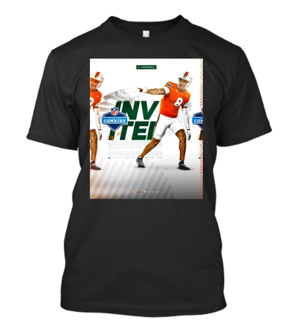 Miami Hurricanes Football Elijah Arroyo NFL Scouting Combine Invited Invited Football T-Shirt