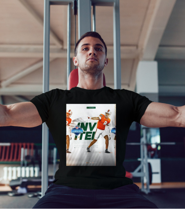 Miami Hurricanes Football Elijah Arroyo NFL Scouting Combine Invited Invited Football T-Shirt