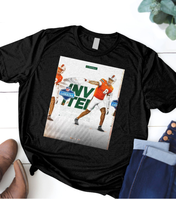 Miami Hurricanes Football Elijah Arroyo NFL Scouting Combine Invited Invited Football T-Shirt
