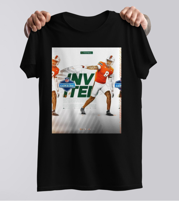 Miami Hurricanes Football Elijah Arroyo NFL Scouting Combine Invited Invited Football T-Shirt