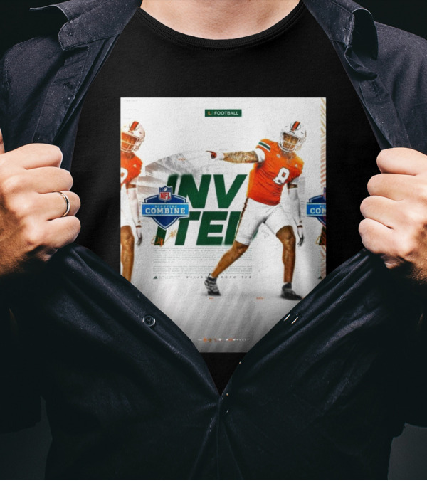 Miami Hurricanes Football Elijah Arroyo NFL Scouting Combine Invited Invited Football T-Shirt