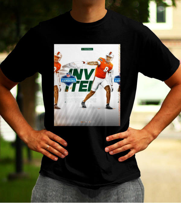 Miami Hurricanes Football Elijah Arroyo NFL Scouting Combine Invited Invited Football T-Shirt