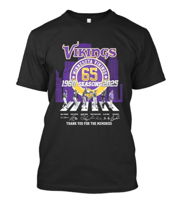 Minnesota Vikings 65 Seasons 1960-2025 Thank You For The Memories Signatures T-Shirt